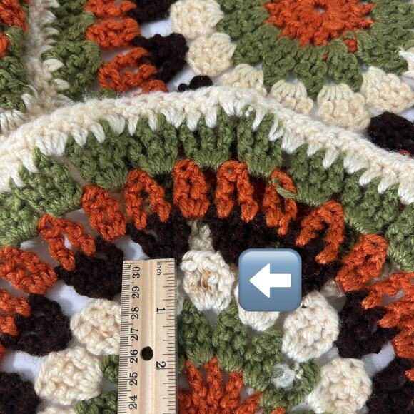 Vintage Crochet Chair Pads Set of 3 Round 70s Retro Boho Grannycore Decor - Picture 4 of 4